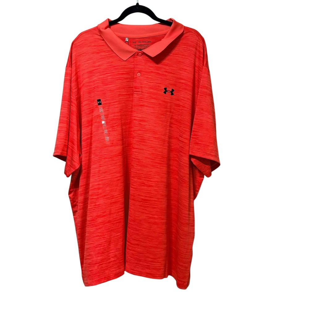Under Armour Mens 4XL Performance Polo Shirt Orange Heathered Short Sleeve New